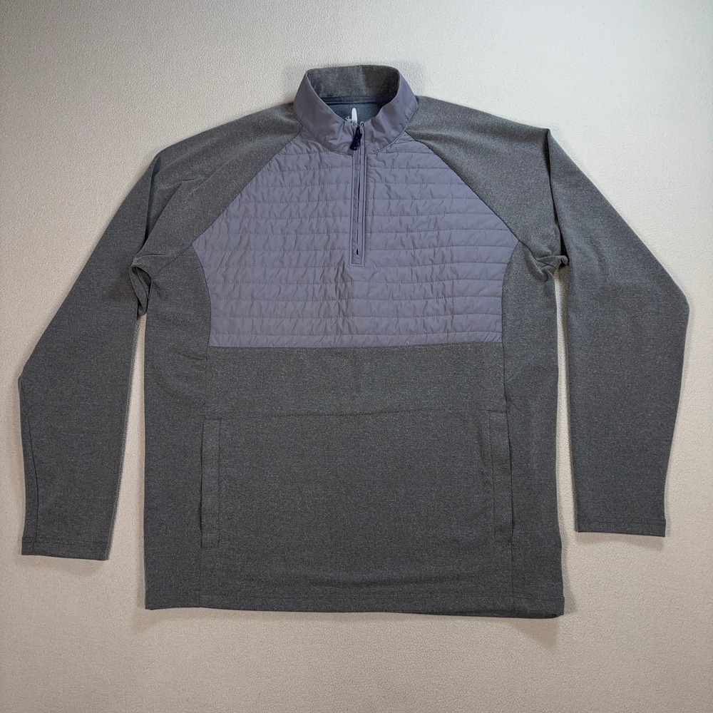 Johnnie-O Meteor Quilted 1/4 Zip Men's M Gray Pockets Stretch Golf Soft Comfort